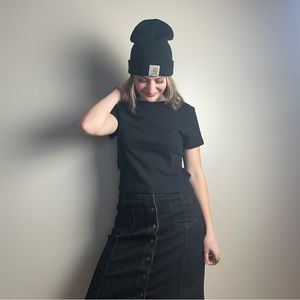 Chaps Black Wash Denim Skirt